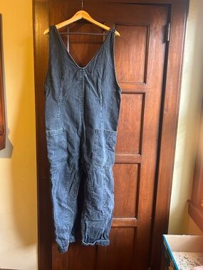 Free People Charcoal Black Denim Overalls